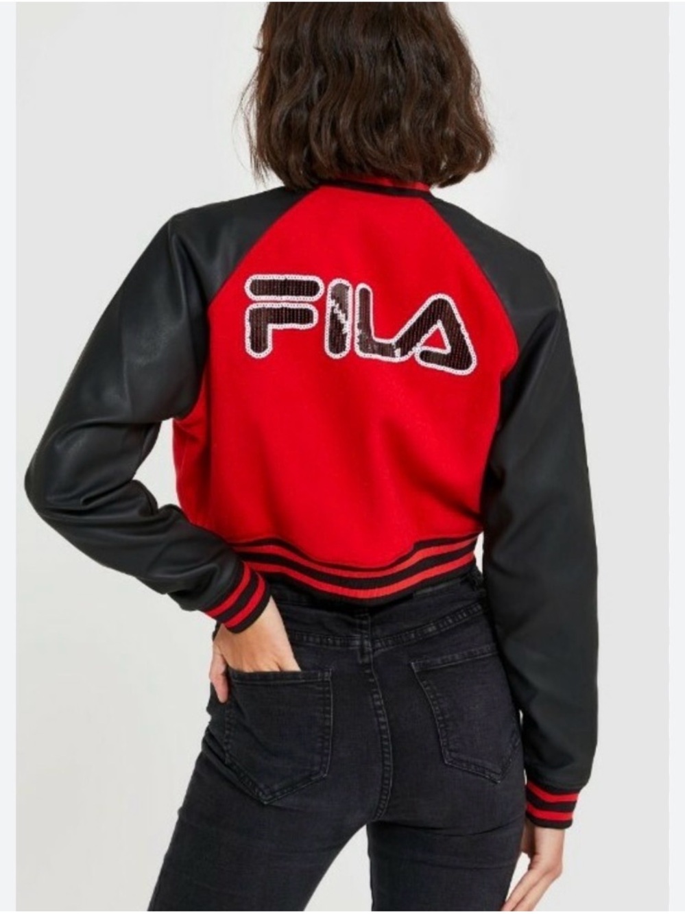 FILA Red and Black Women's Varsity Jacket M - Picture 13 of 14